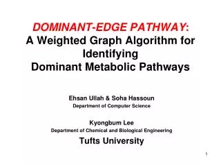 DOMINANT-EDGE PATHWAY : A Weighted Graph Algorithm for Identifying Dominant Metabolic Pathways