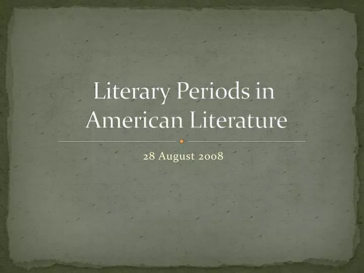 literary periods in american literature