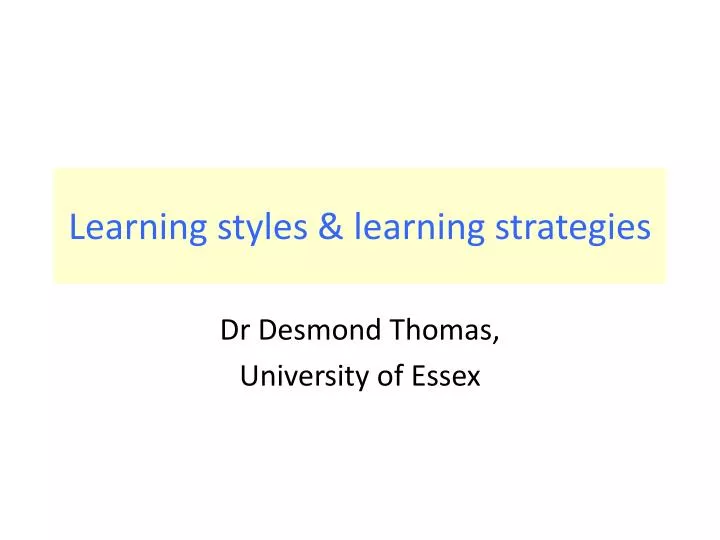learning styles learning strategies