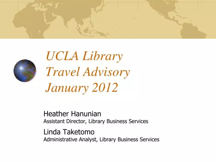 ucla library travel advisory january 2012