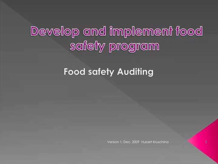 develop and implement food safety program