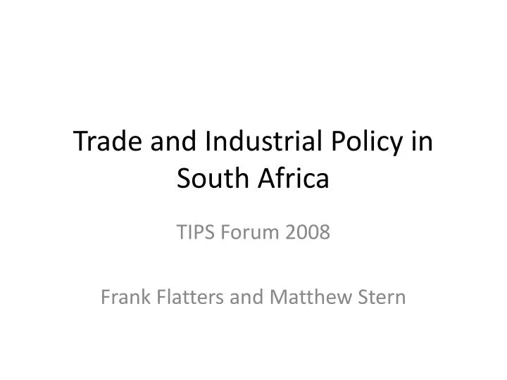 trade and industrial policy in south africa