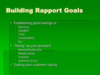 Building Rapport Goals