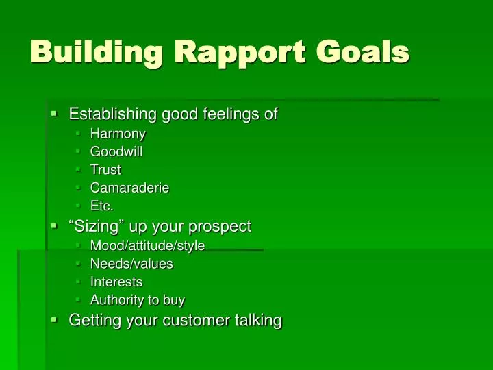 building rapport goals