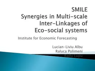 SMILE Synergies in Multi-scale Inter-Linkages of 	Eco-social systems