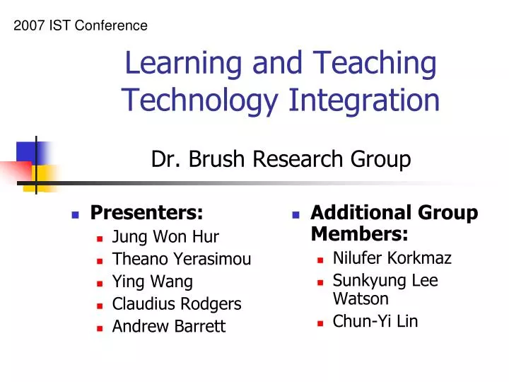 learning and teaching technology integration dr brush research group