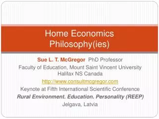 Home Economics Philosophy( ies )