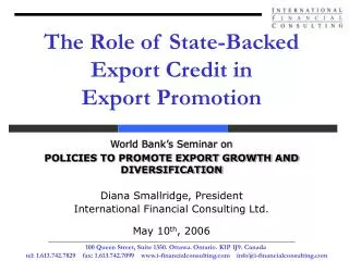 The Role of State-Backed Export Credit in Export Promotion