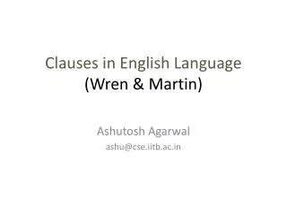 Clauses in English Language (Wren &amp; Martin)