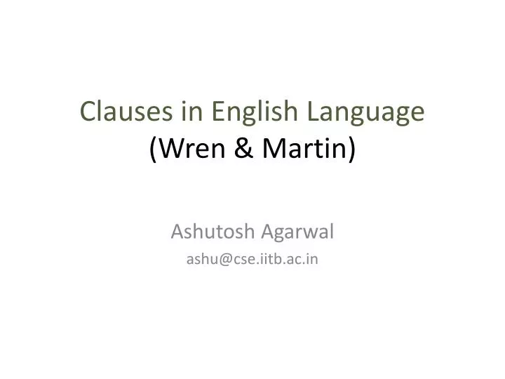 clauses in english language wren martin