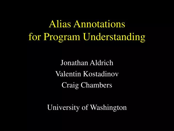 alias annotations for program understanding