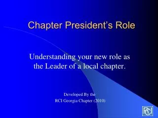 Chapter President’s Role