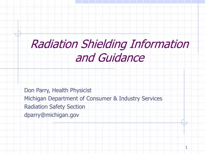 radiation shielding information and guidance