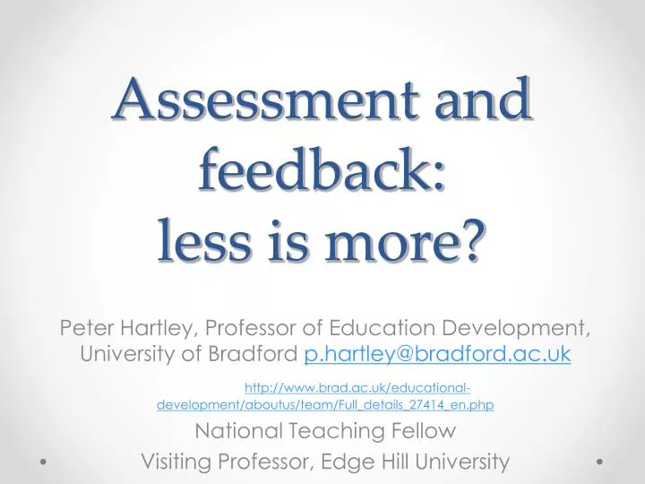 assessment and feedback less is more