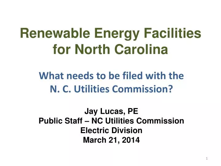 renewable energy facilities for north carolina