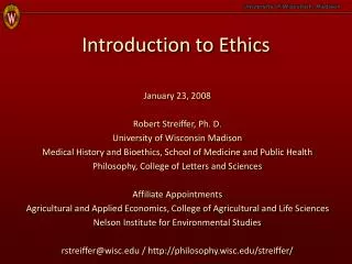 Introduction to Ethics