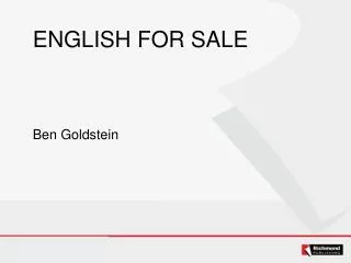 ENGLISH FOR SALE Ben Goldstein