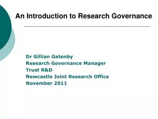 An Introduction to Research Governance