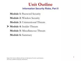 unit outline information security risks part ii