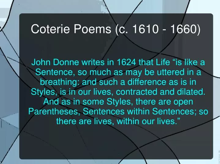 coterie poems c 1610 1660