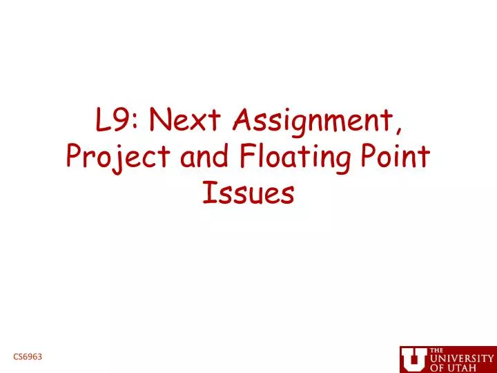 l9 next assignment project and floating point issues