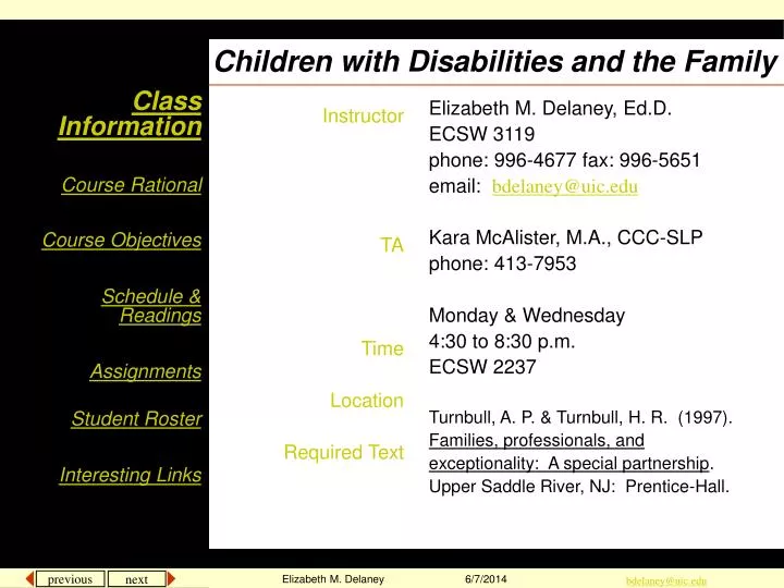 children with disabilities and the family