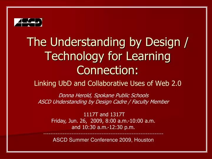 the understanding by design technology for learning connection