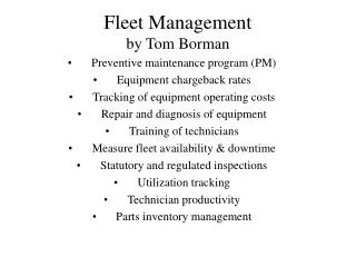 Fleet Management by Tom Borman
