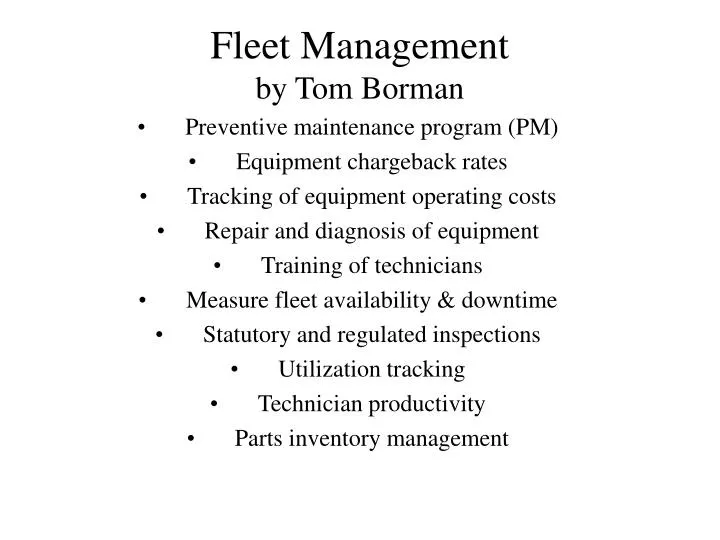 fleet management by tom borman