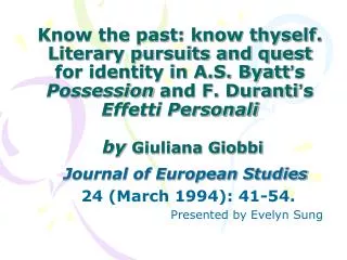 Journal of European Studies 24 (March 1994): 41-54. Presented by Evelyn Sung