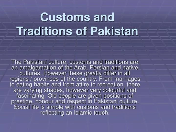 customs and traditions of pakistan
