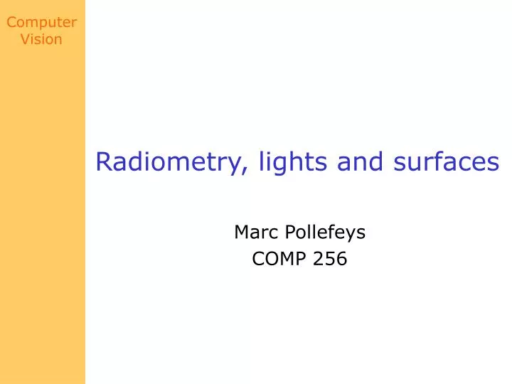 radiometry lights and surfaces