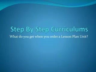 Step By Step Curriculums