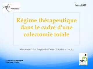 r gime th rapeutique dans le cadre d une colectomie totale