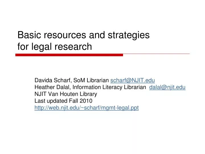 basic resources and strategies for legal research