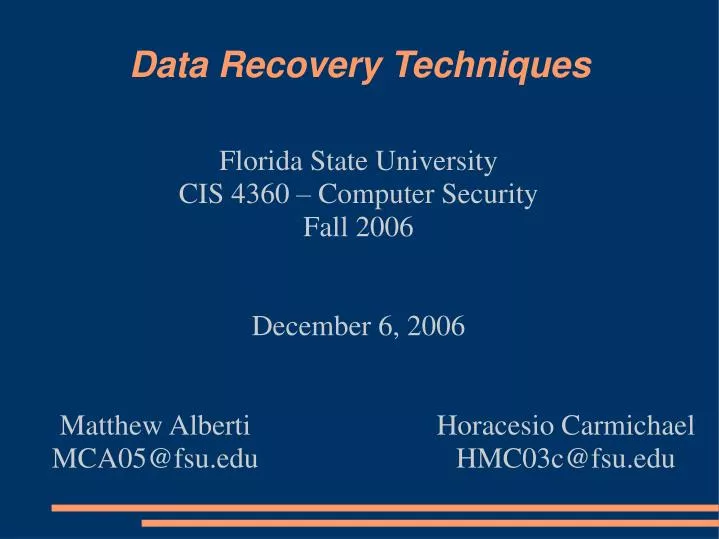 florida state university cis 4360 computer security fall 2006 december 6 2006