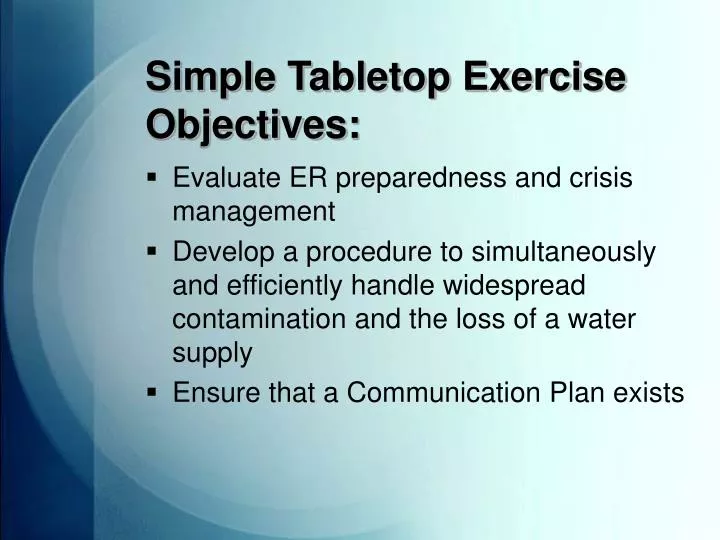 simple tabletop exercise objectives