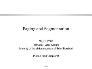 Paging and Segmentation