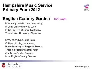 Hampshire Music Service Primary Prom 2012 English Country Garden