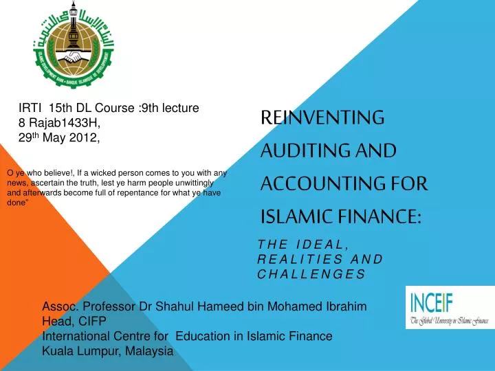 reinventing auditing and accounting for islamic finance