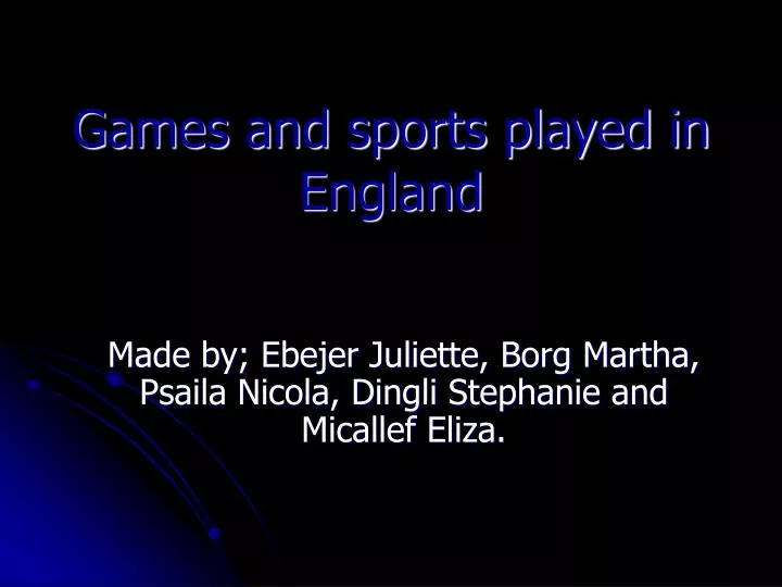 games and sports played in england