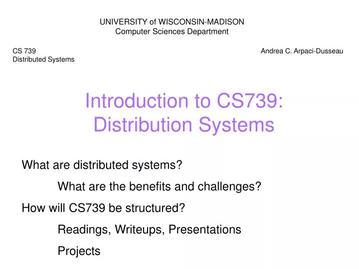 introduction to cs739 distribution systems