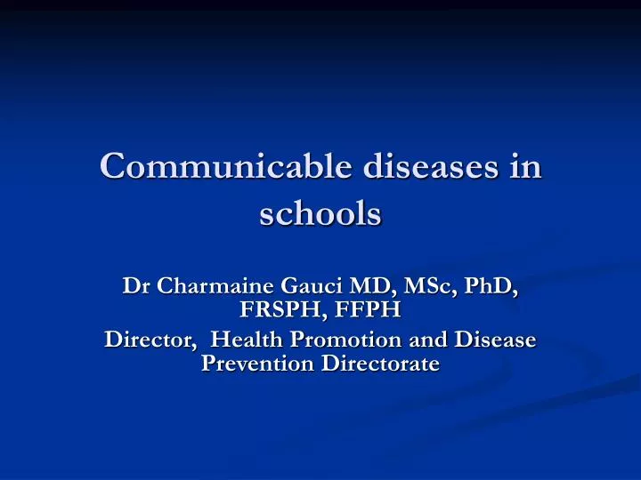 communicable diseases in schools