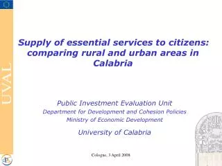 Supply of essential services to citizens: comparing rural and urban areas in Calabria