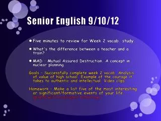 Senior English 9/10/12