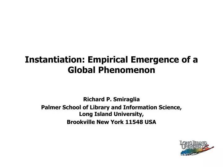 instantiation empirical emergence of a global phenomenon