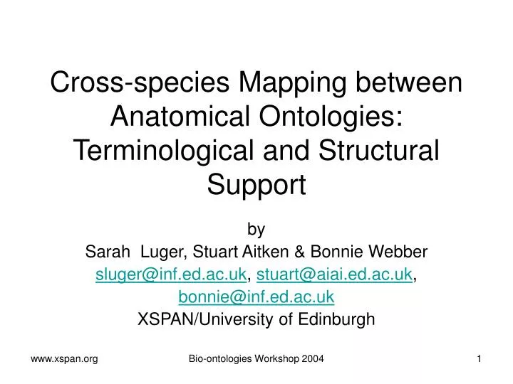 cross species mapping between anatomical ontologies terminological and structural support