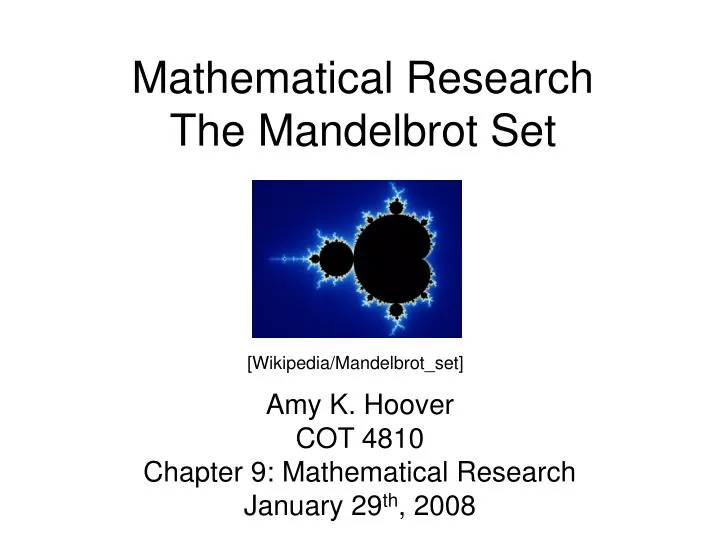 mathematical research the mandelbrot set