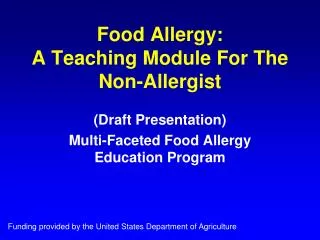 Food Allergy: A Teaching Module For The Non-Allergist