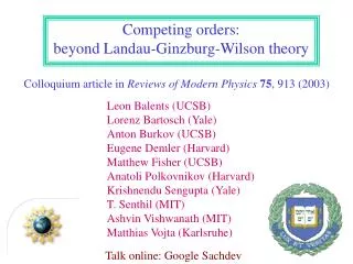 Competing orders: beyond Landau-Ginzburg-Wilson theory